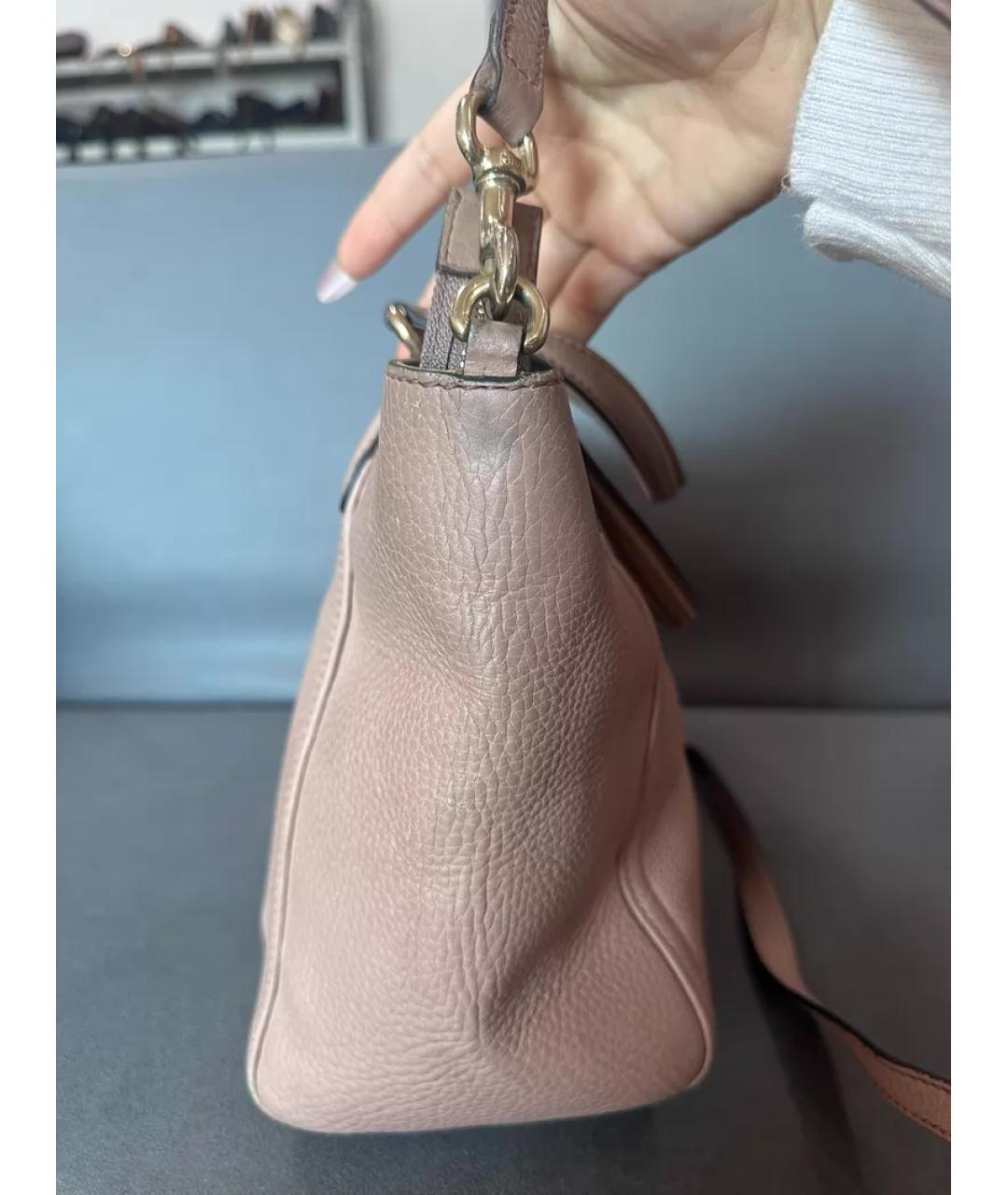 GUCCI Бежевая кожаная сумка с короткими ручками, фото 5