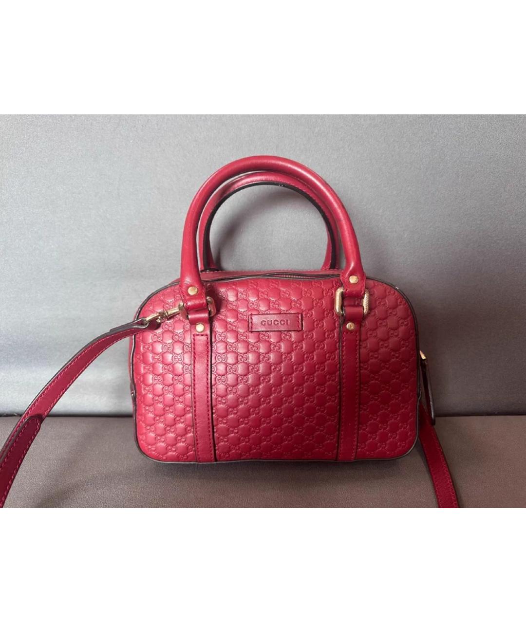 GUCCI Красная кожаная сумка с короткими ручками, фото 9