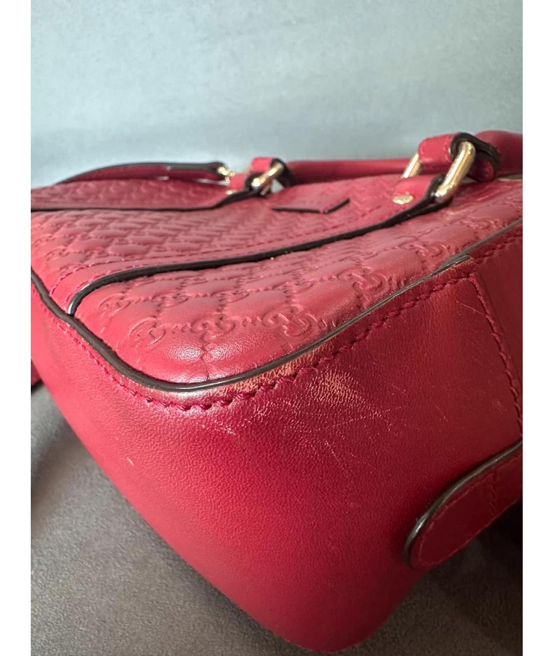 GUCCI Красная кожаная сумка с короткими ручками, фото 3