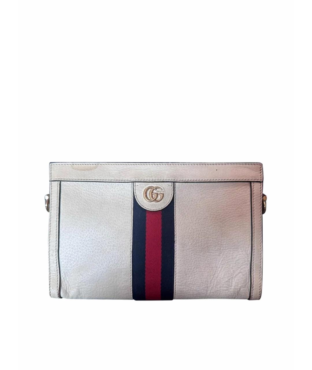 GUCCI Белая кожаная сумка с короткими ручками, фото 1