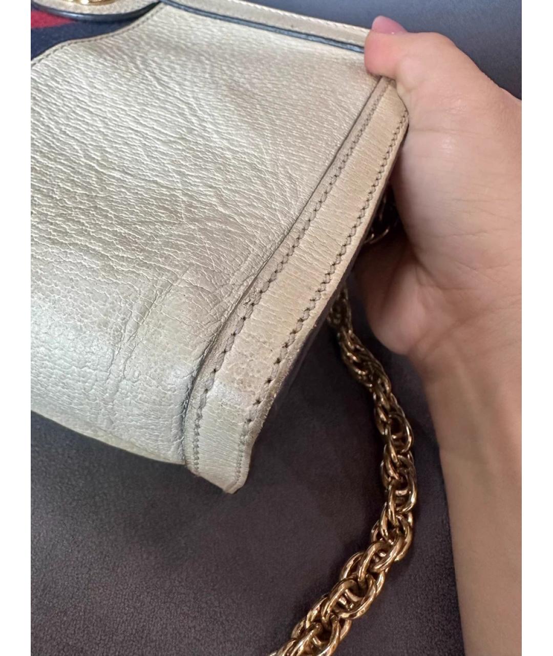 GUCCI Белая кожаная сумка с короткими ручками, фото 6