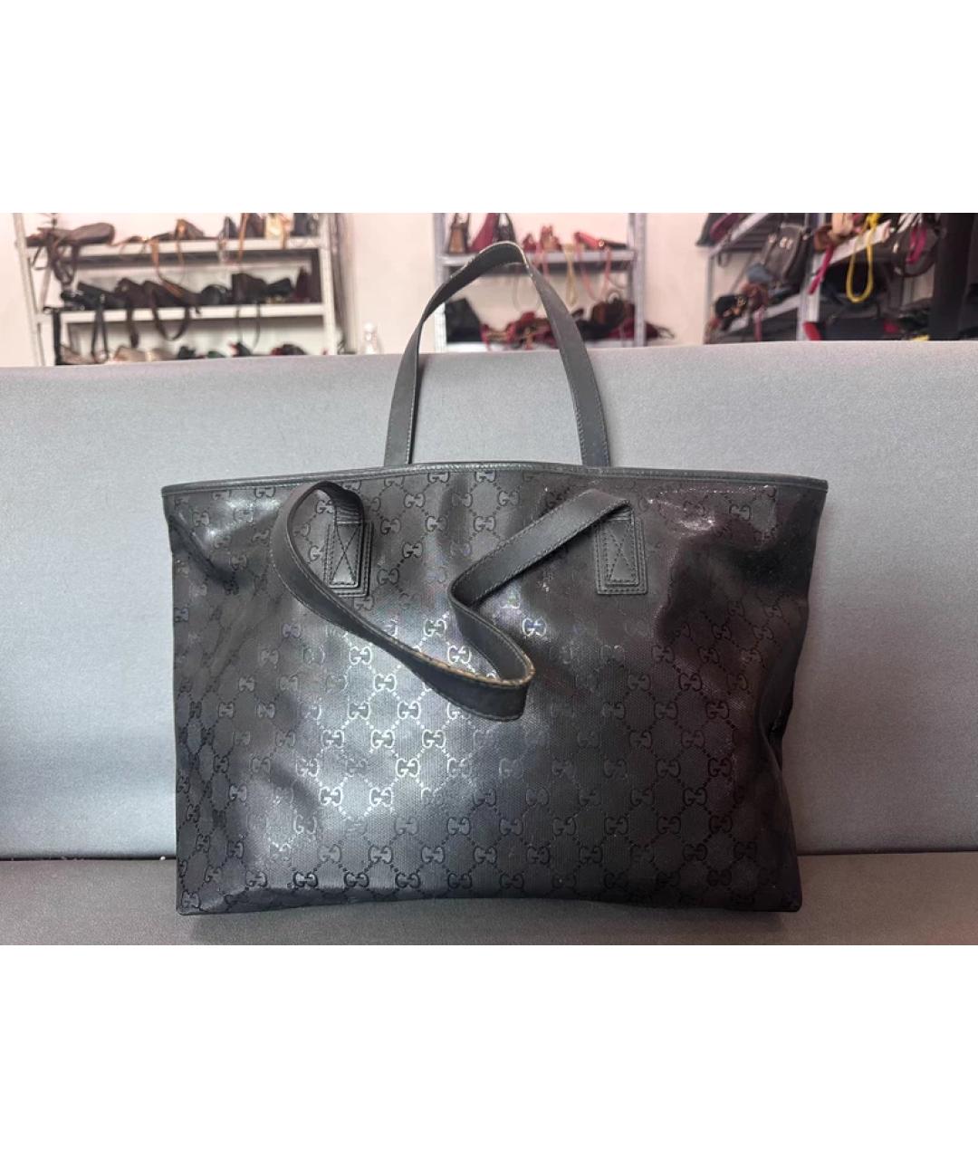 GUCCI Черная тканевая сумка с короткими ручками, фото 2