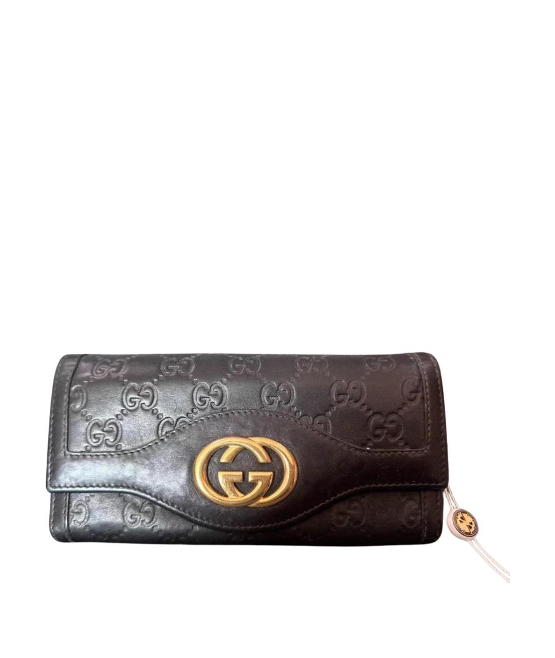 GUCCI Черный кожаный кошелек, фото 1