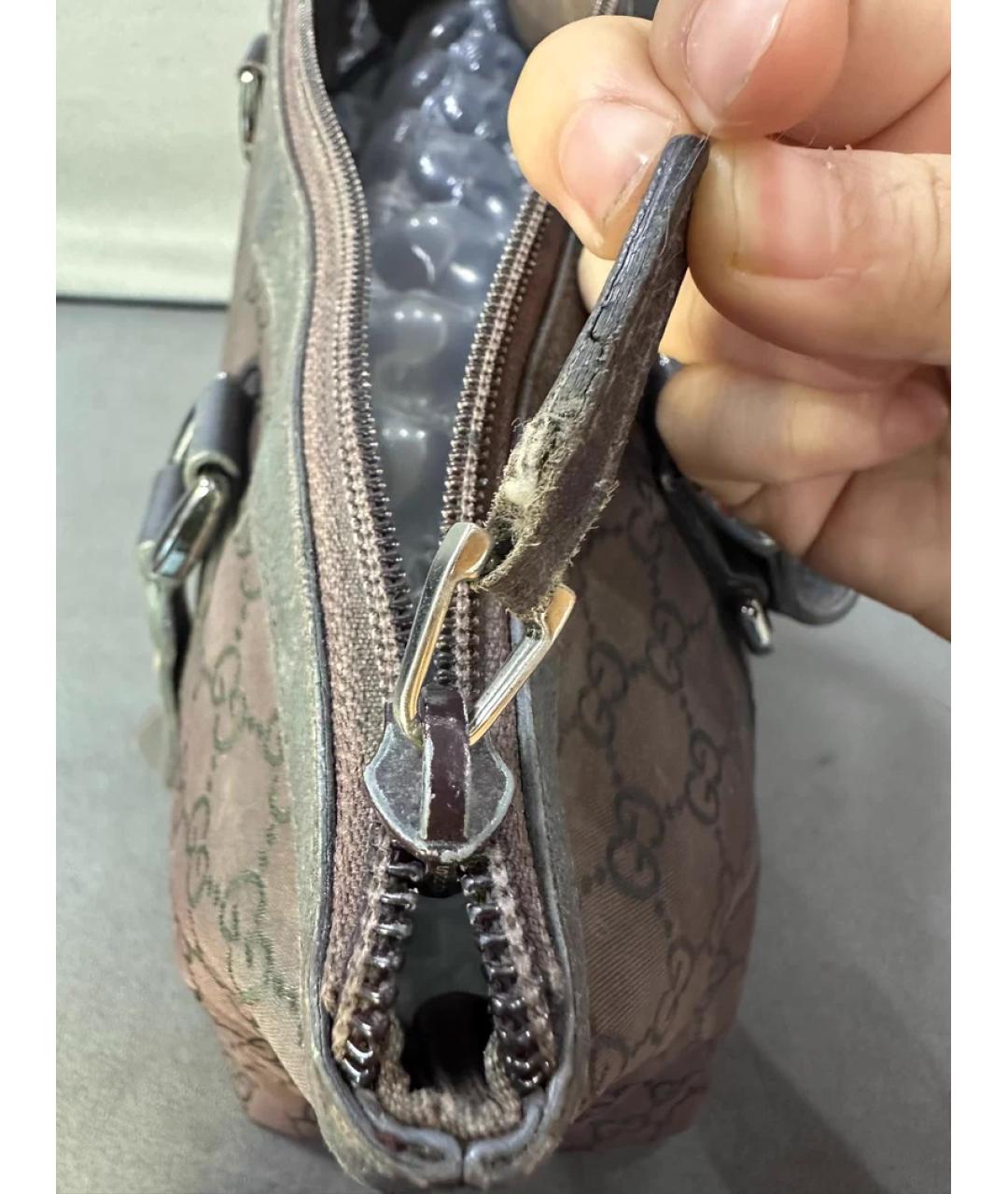 GUCCI Коричневая тканевая сумка тоут, фото 6