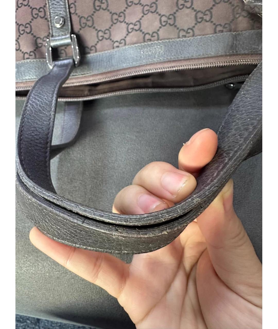 GUCCI Коричневая тканевая сумка тоут, фото 7