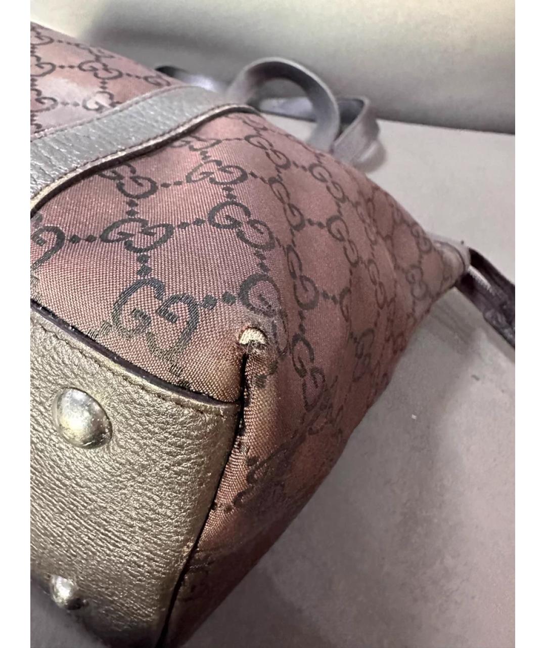 GUCCI Коричневая тканевая сумка тоут, фото 5