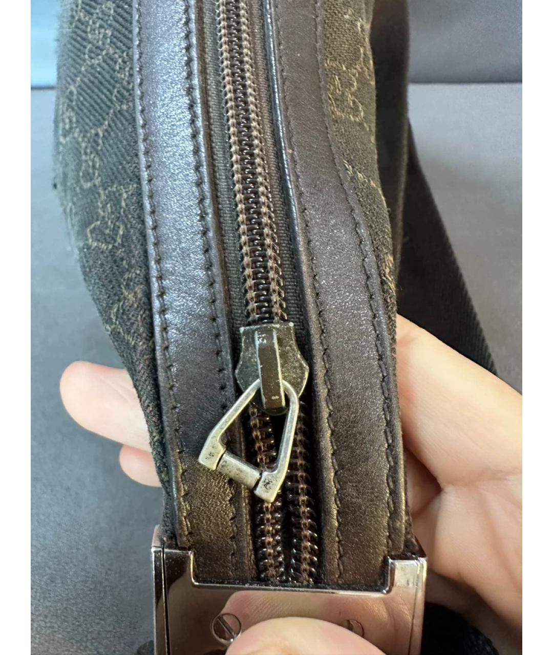 GUCCI Коричневая тканевая сумка через плечо, фото 6