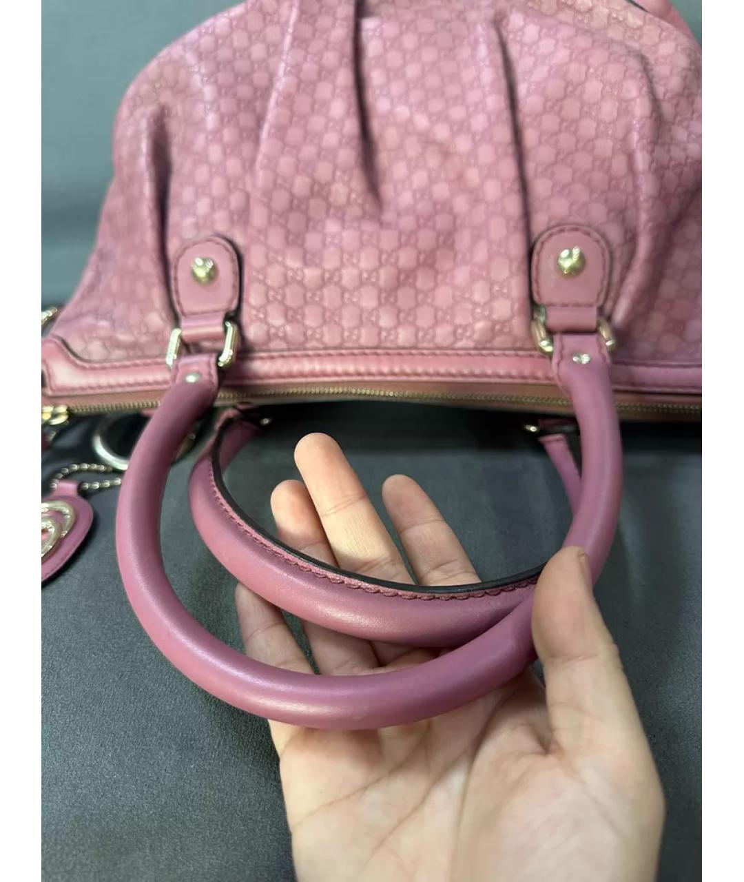 GUCCI Розовая кожаная сумка с короткими ручками, фото 4