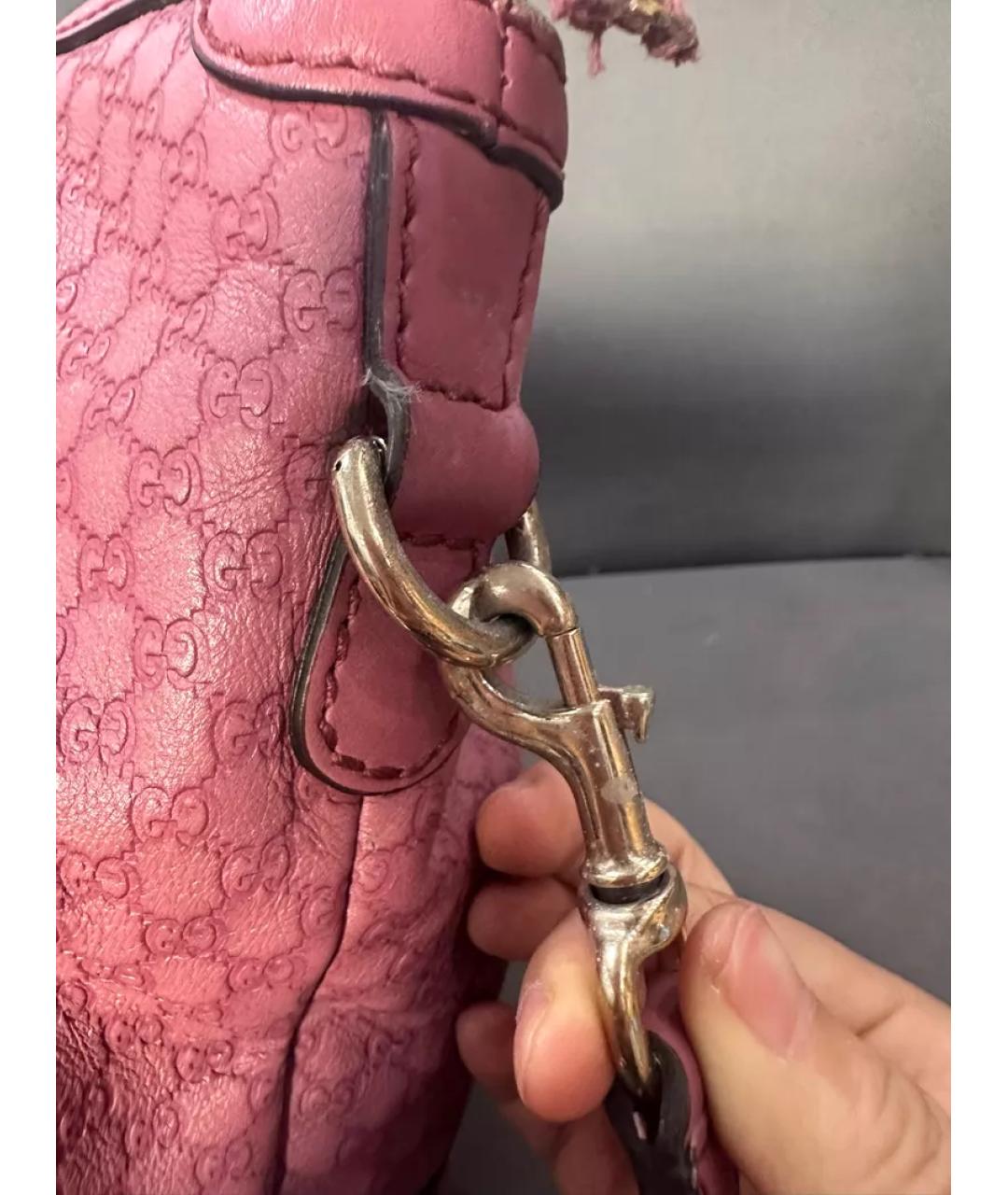 GUCCI Розовая кожаная сумка с короткими ручками, фото 7