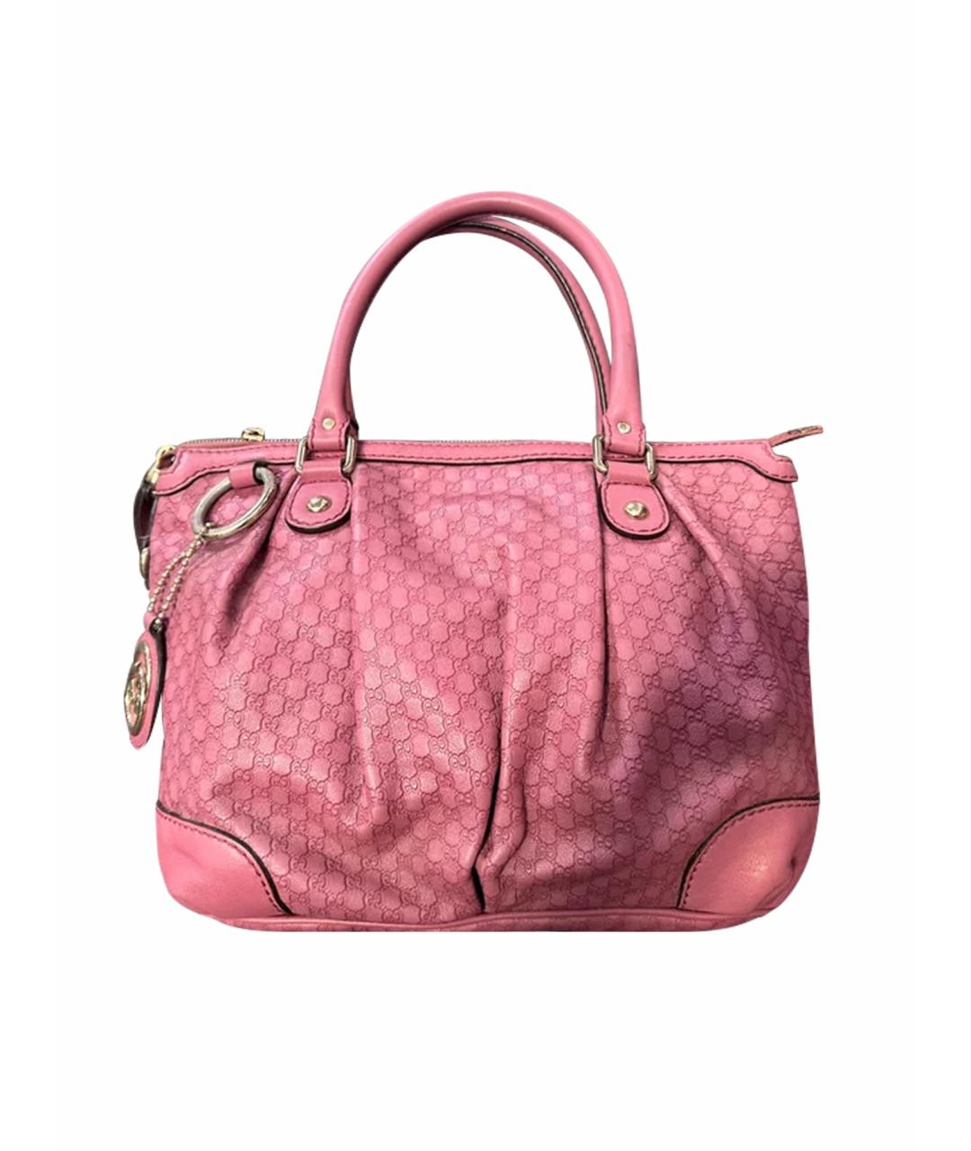 GUCCI Розовая кожаная сумка с короткими ручками, фото 1