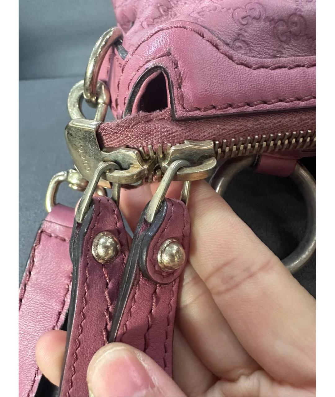 GUCCI Розовая кожаная сумка с короткими ручками, фото 3