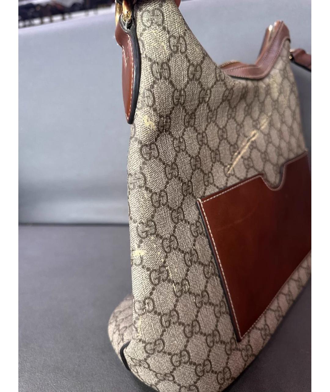 GUCCI Бежевая тканевая сумка с короткими ручками, фото 5