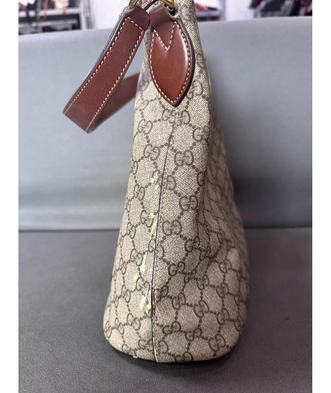 GUCCI Бежевая тканевая сумка с короткими ручками, фото 4