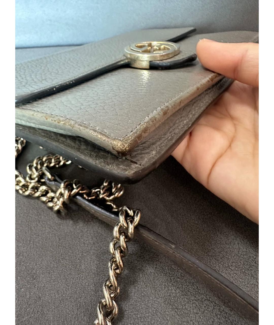 GUCCI Серая кожаная сумка через плечо, фото 5