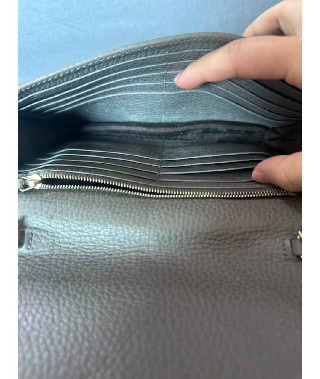 GUCCI Серая кожаная сумка через плечо, фото 9