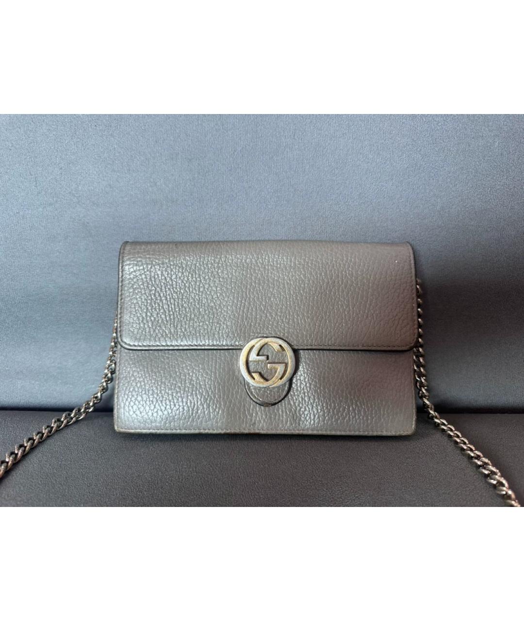 GUCCI Серая кожаная сумка через плечо, фото 10