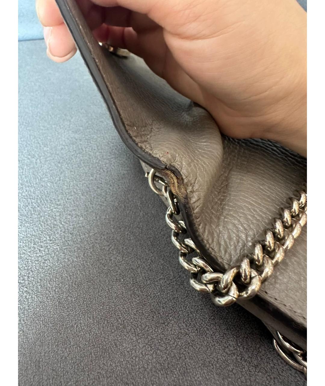 GUCCI Серая кожаная сумка через плечо, фото 7