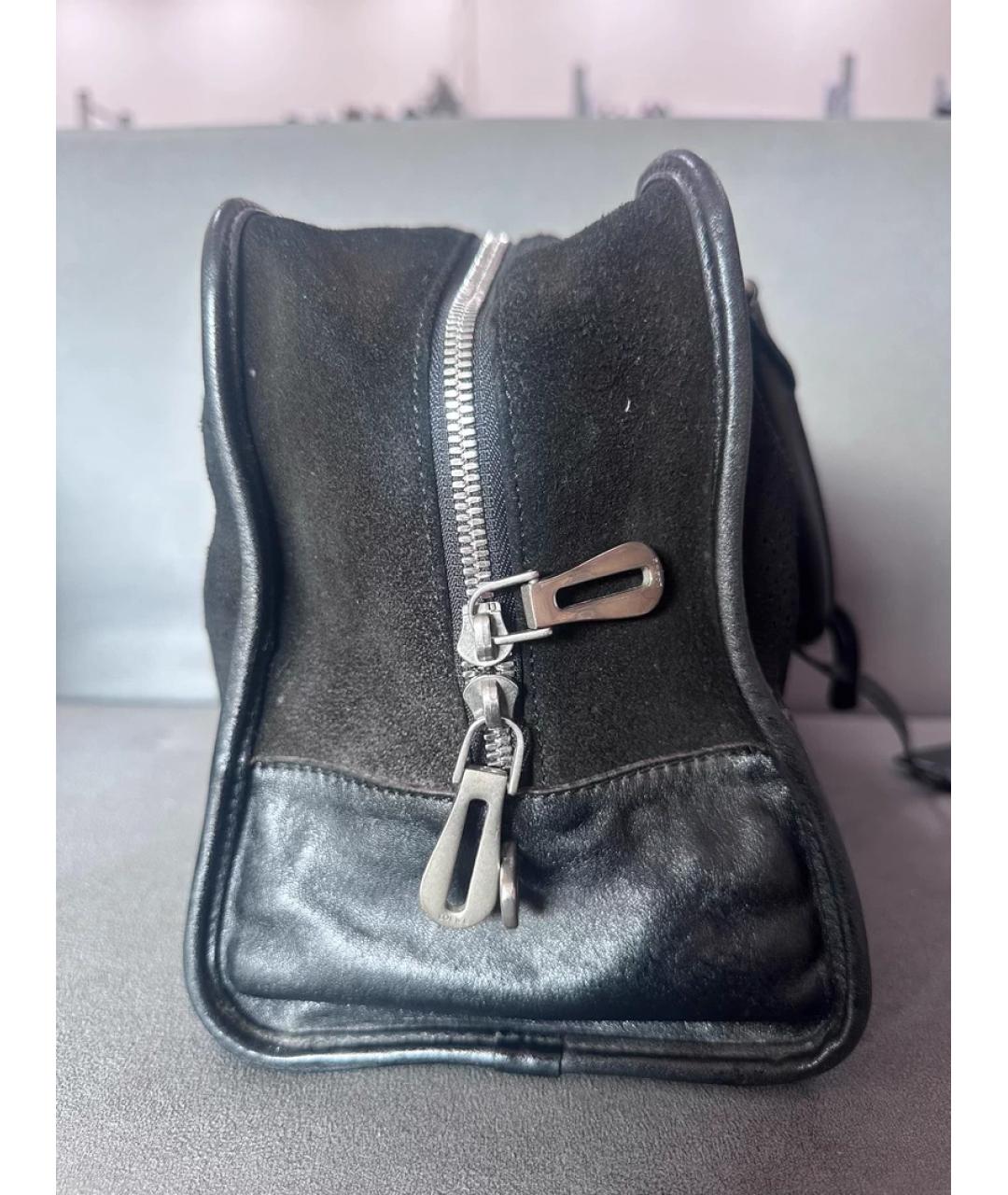 LOEWE Черная замшевая сумка с короткими ручками, фото 4