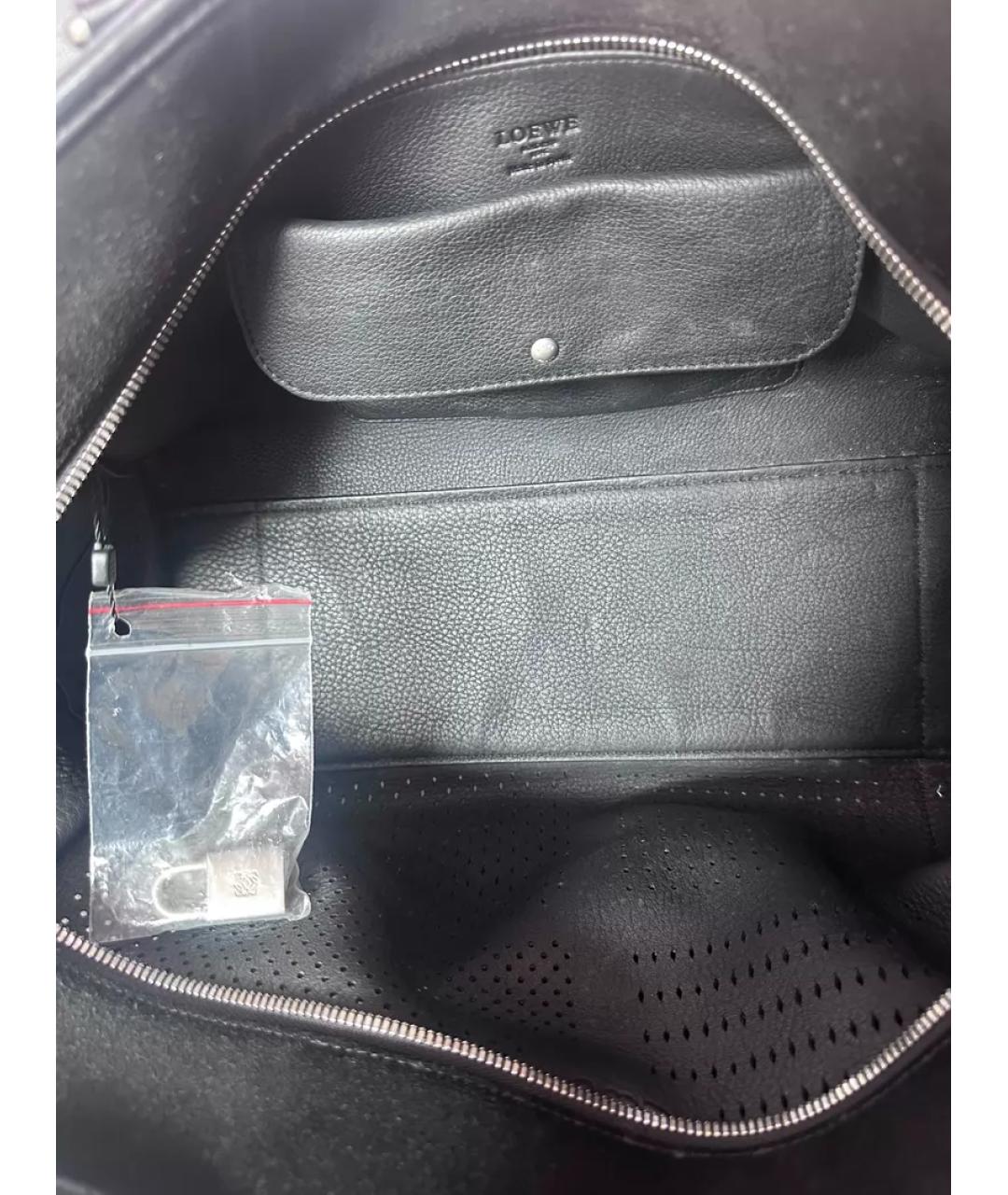 LOEWE Черная замшевая сумка с короткими ручками, фото 9
