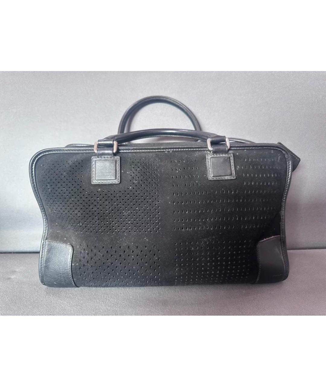 LOEWE Черная замшевая сумка с короткими ручками, фото 2