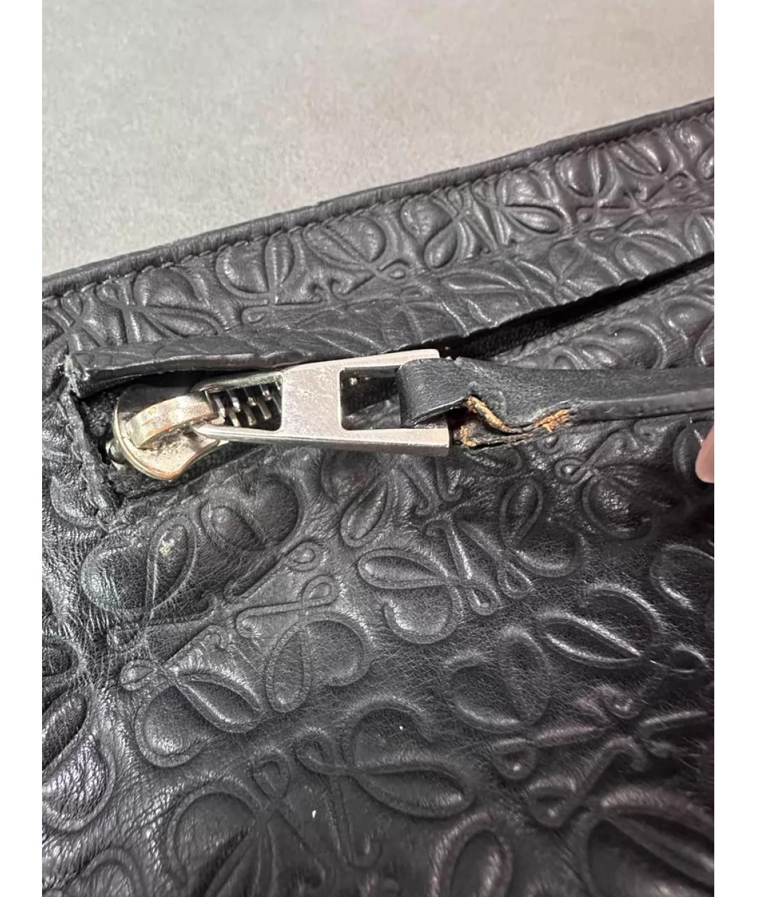 LOEWE Черная кожаная сумка с короткими ручками, фото 4