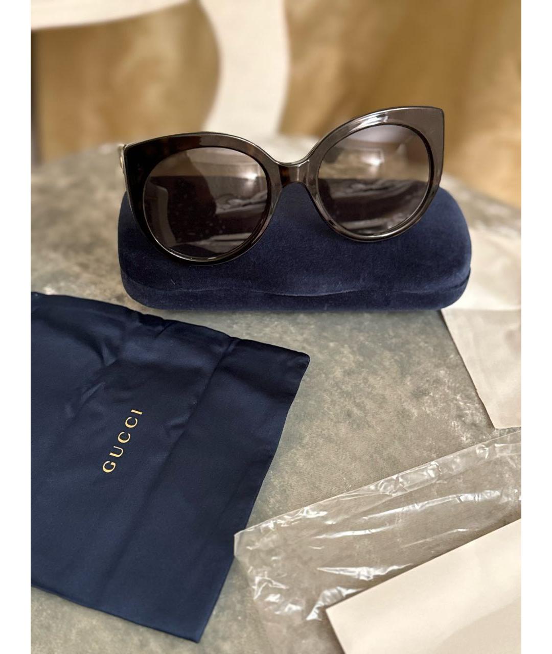 GUCCI Коричневые пластиковые солнцезащитные очки, фото 7