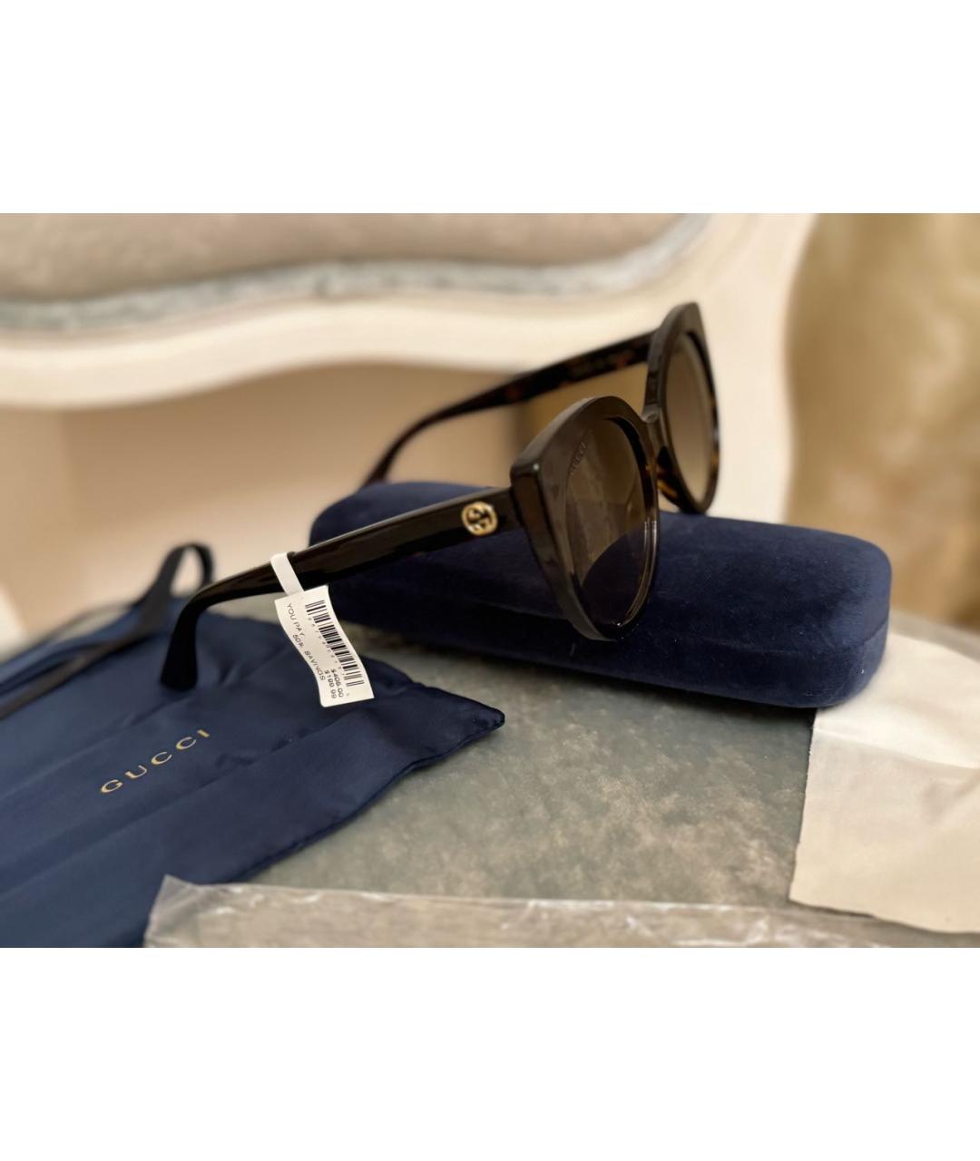 GUCCI Коричневые пластиковые солнцезащитные очки, фото 4