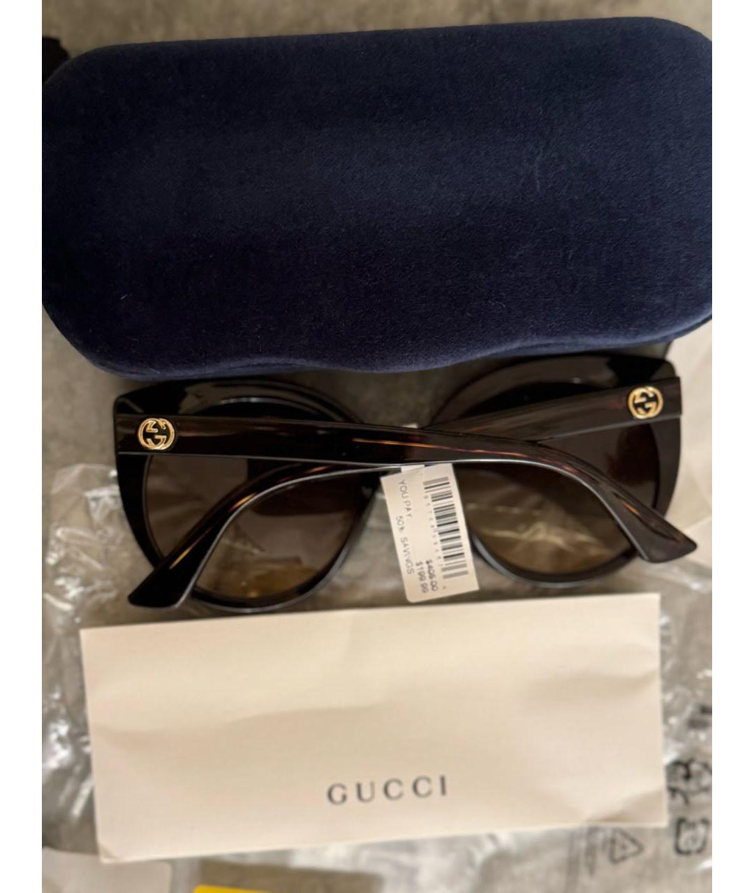 GUCCI Коричневые пластиковые солнцезащитные очки, фото 6