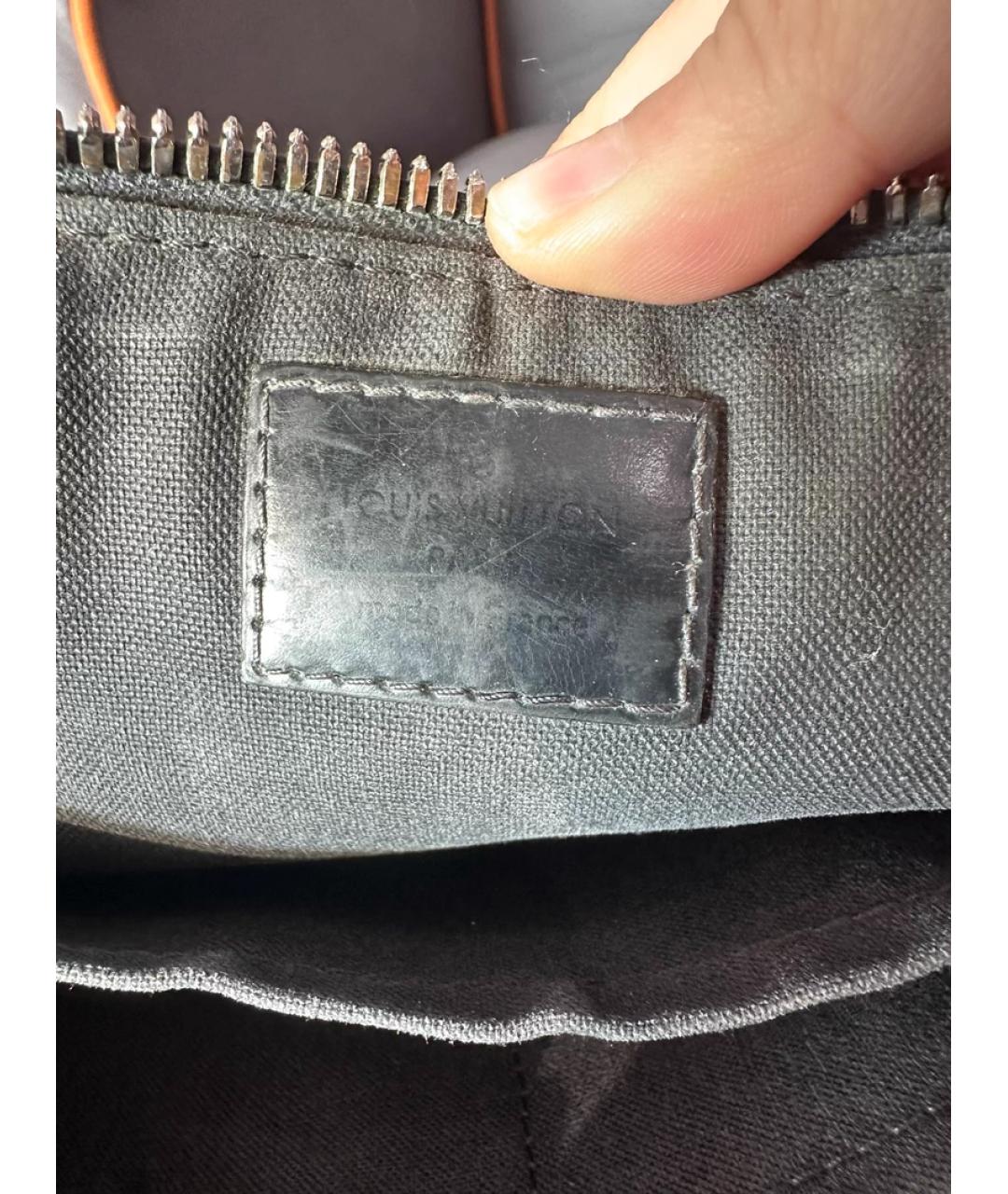 LOUIS VUITTON Черная тканевая сумка с короткими ручками, фото 8