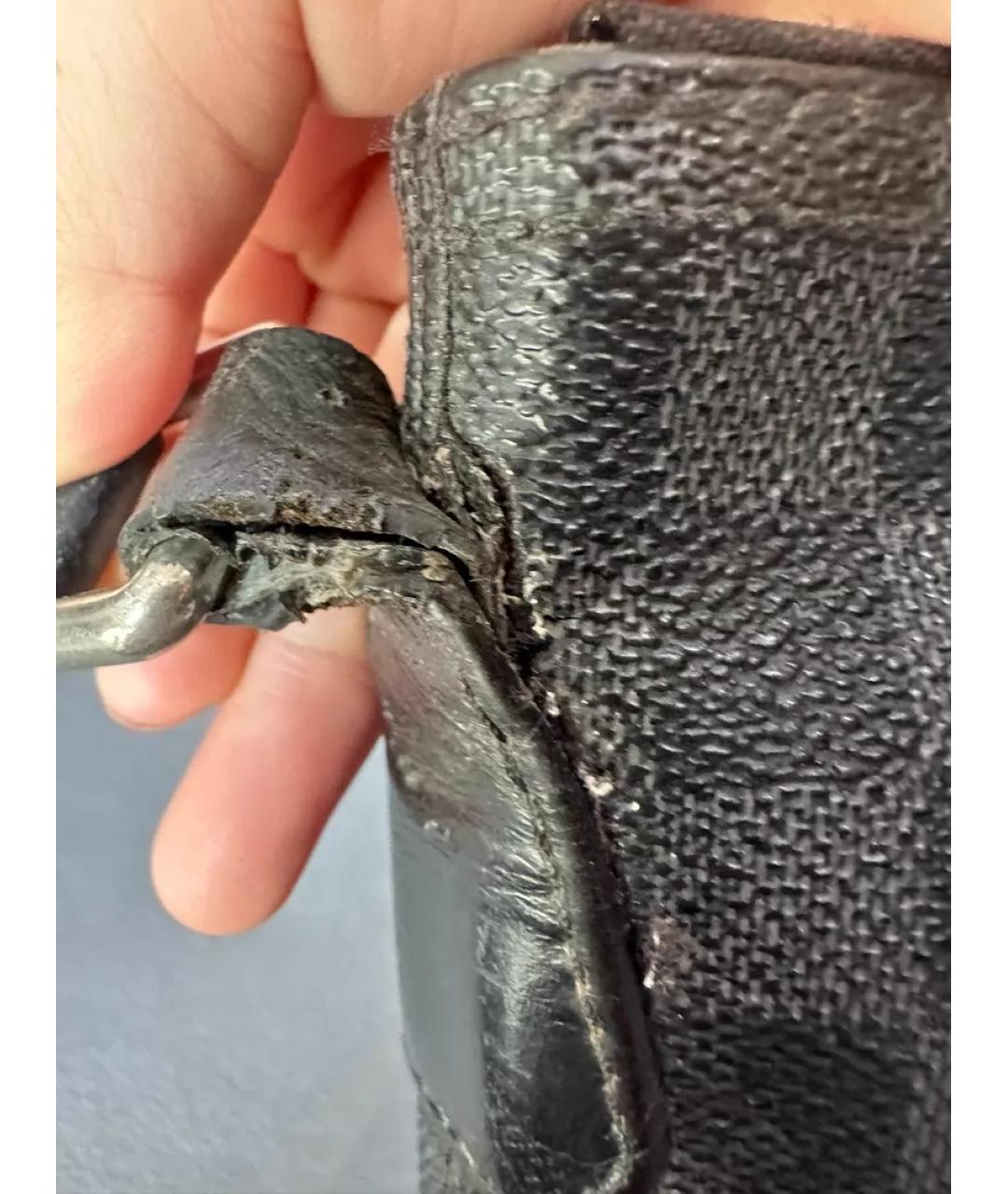 LOUIS VUITTON Черная тканевая сумка с короткими ручками, фото 5