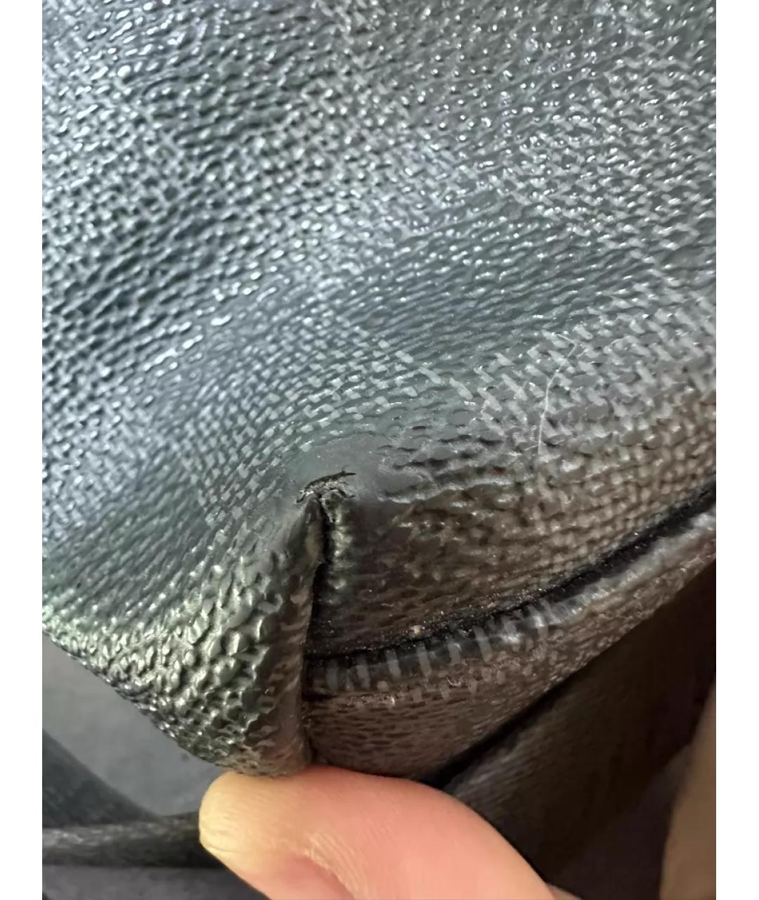 LOUIS VUITTON Черная тканевая сумка с короткими ручками, фото 2