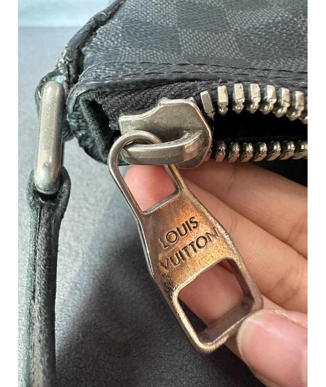 LOUIS VUITTON Черная тканевая сумка с короткими ручками, фото 7