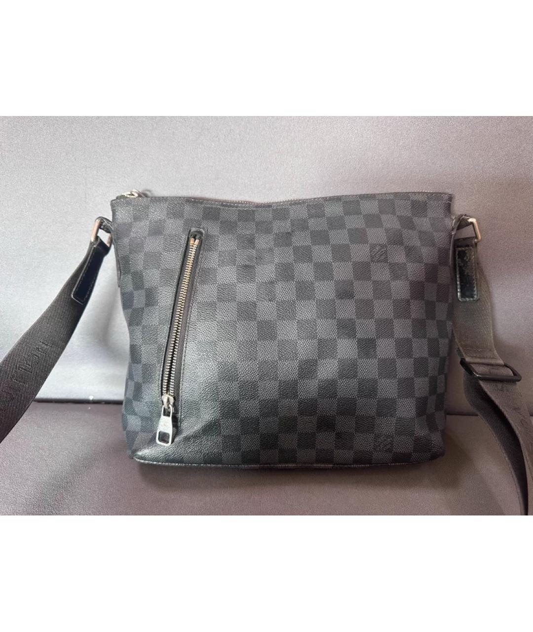 LOUIS VUITTON Черная тканевая сумка с короткими ручками, фото 10