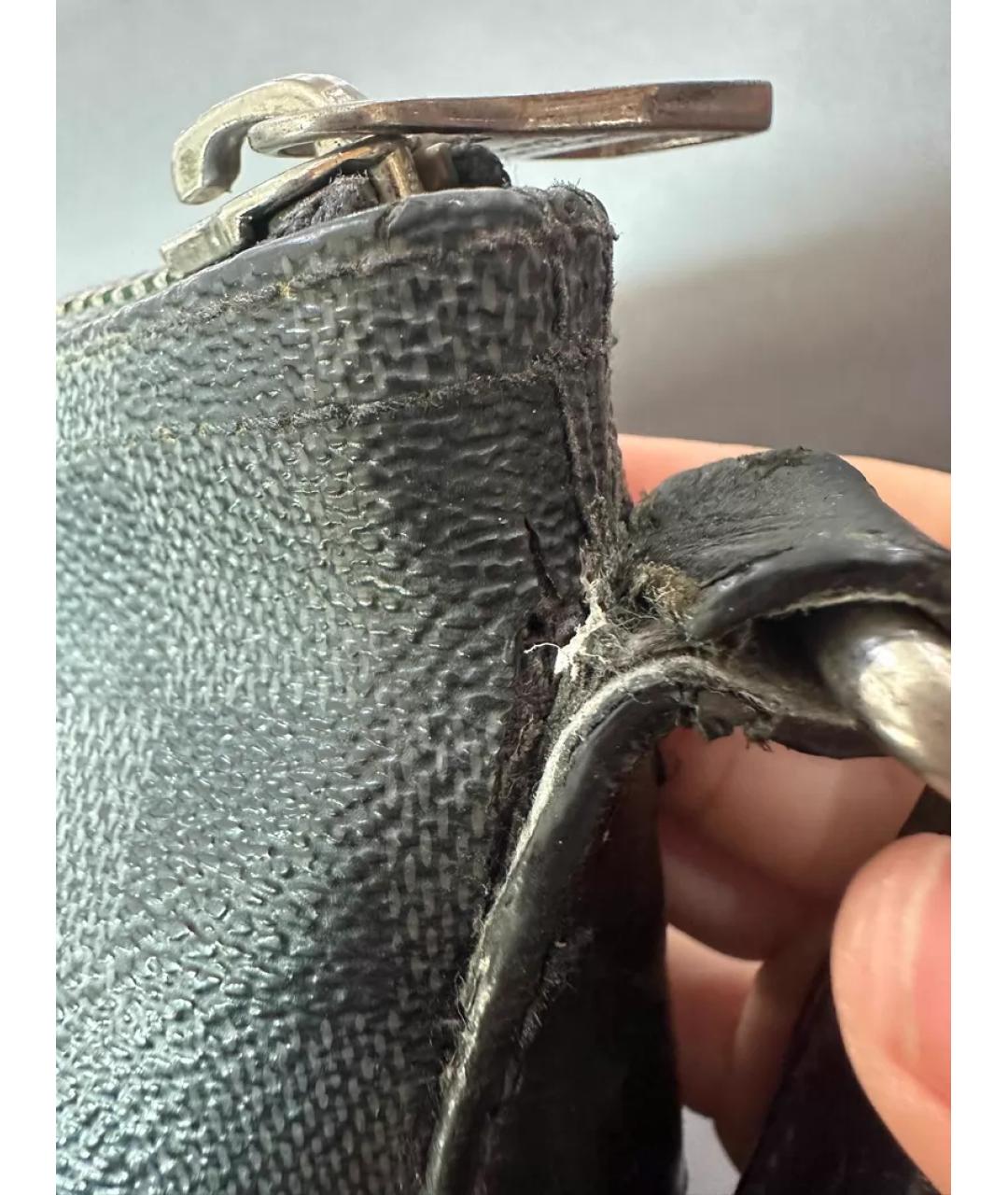 LOUIS VUITTON Черная тканевая сумка с короткими ручками, фото 4