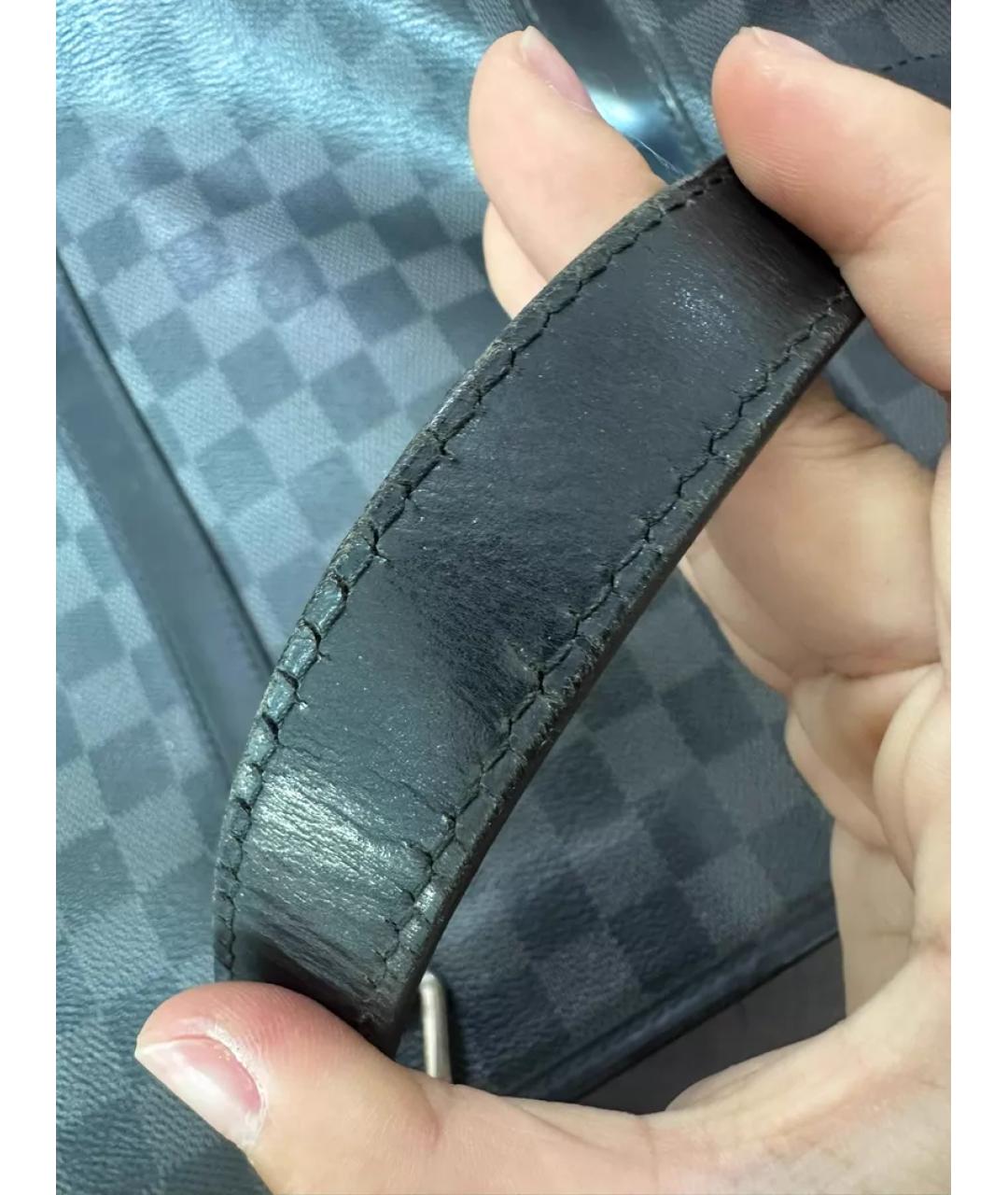 LOUIS VUITTON Серая тканевая сумка с короткими ручками, фото 7