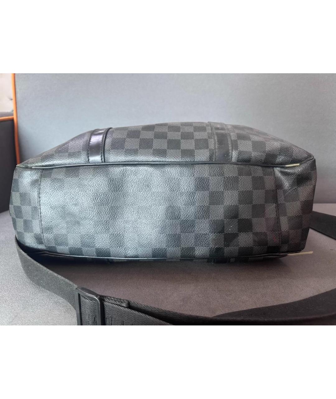 LOUIS VUITTON Серая тканевая сумка с короткими ручками, фото 2