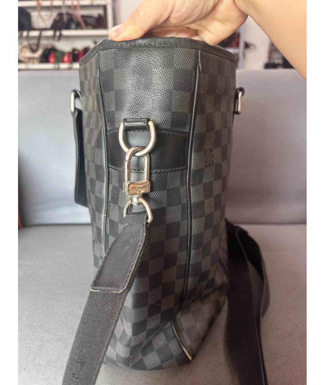 LOUIS VUITTON Серая тканевая сумка с короткими ручками, фото 4