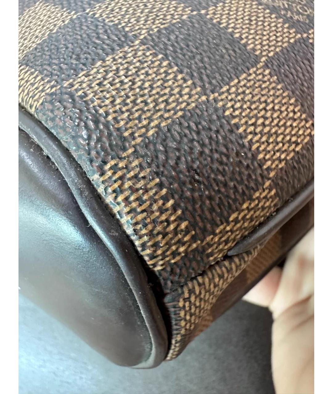 LOUIS VUITTON Коричневая кожаная сумка с короткими ручками, фото 7