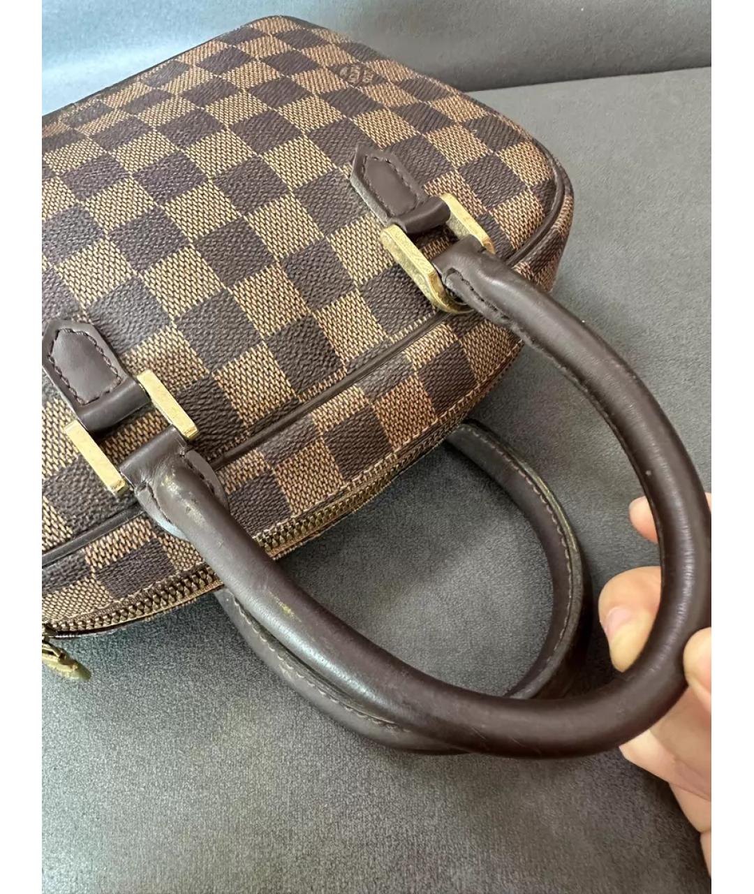 LOUIS VUITTON Коричневая кожаная сумка с короткими ручками, фото 6