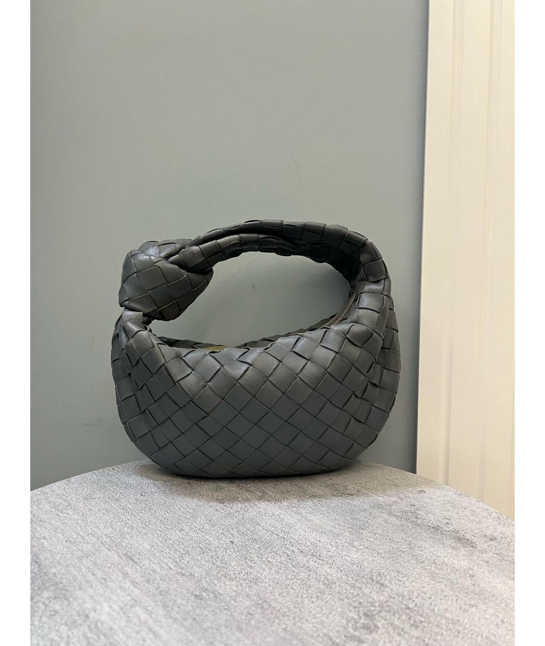 BOTTEGA VENETA Антрацитовая кожаная сумка с короткими ручками, фото 5