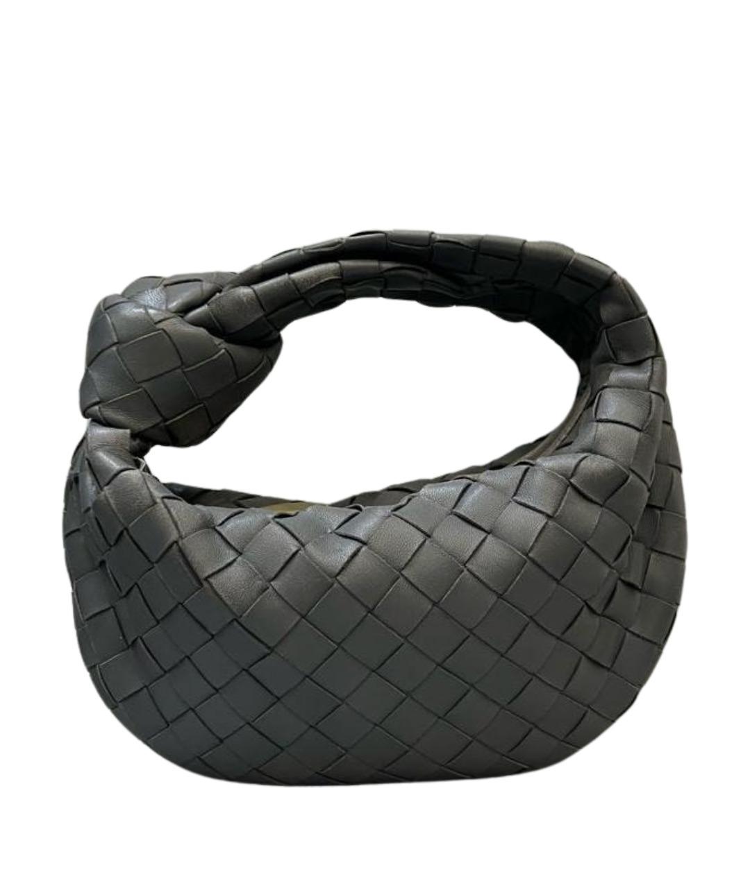 BOTTEGA VENETA Антрацитовая кожаная сумка с короткими ручками, фото 1