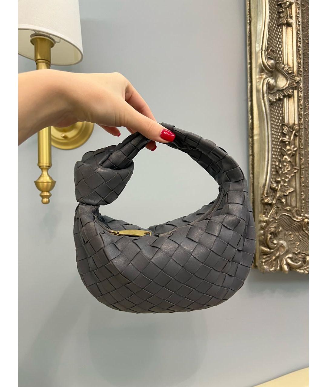 BOTTEGA VENETA Антрацитовая кожаная сумка с короткими ручками, фото 2