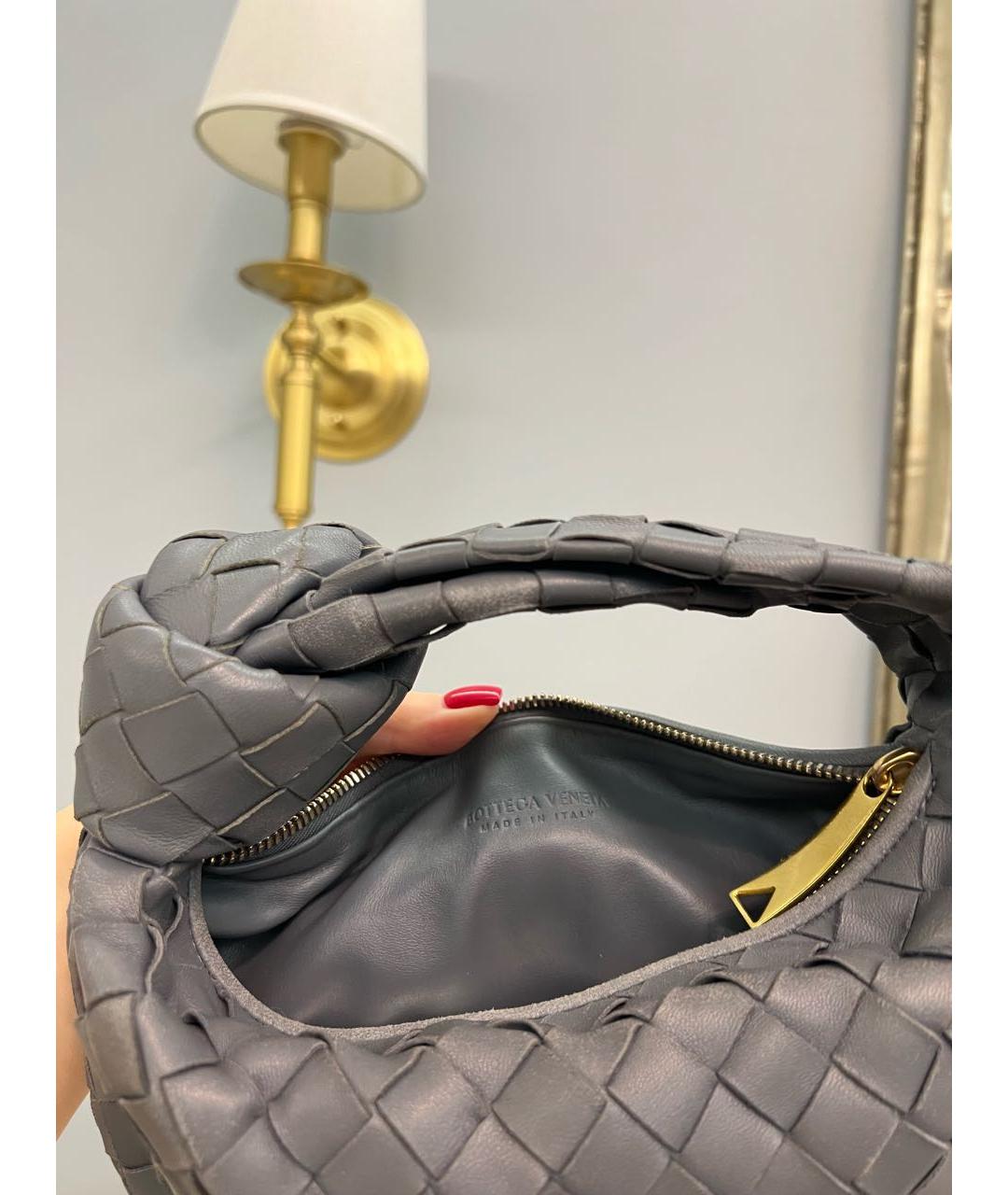 BOTTEGA VENETA Антрацитовая кожаная сумка с короткими ручками, фото 3