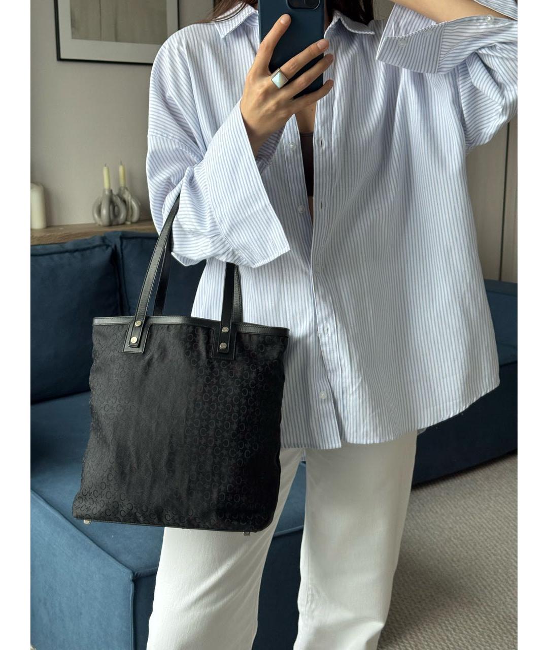 CELINE Черная тканевая сумка с короткими ручками, фото 8