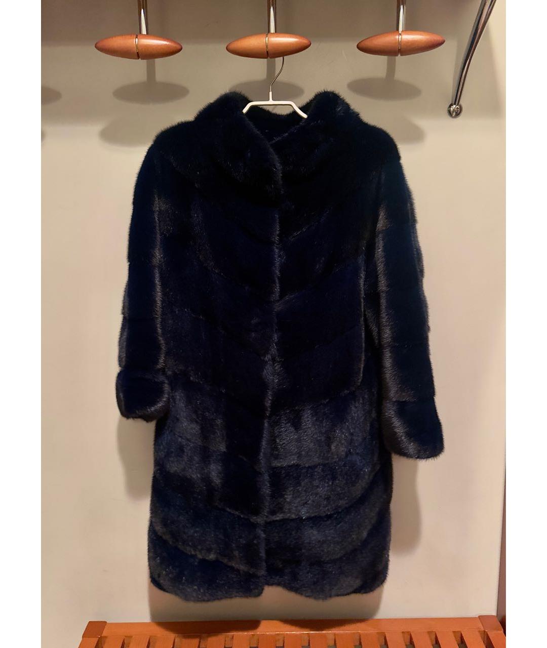 BRASCHI Темно-синяя меховая шуба, фото 4