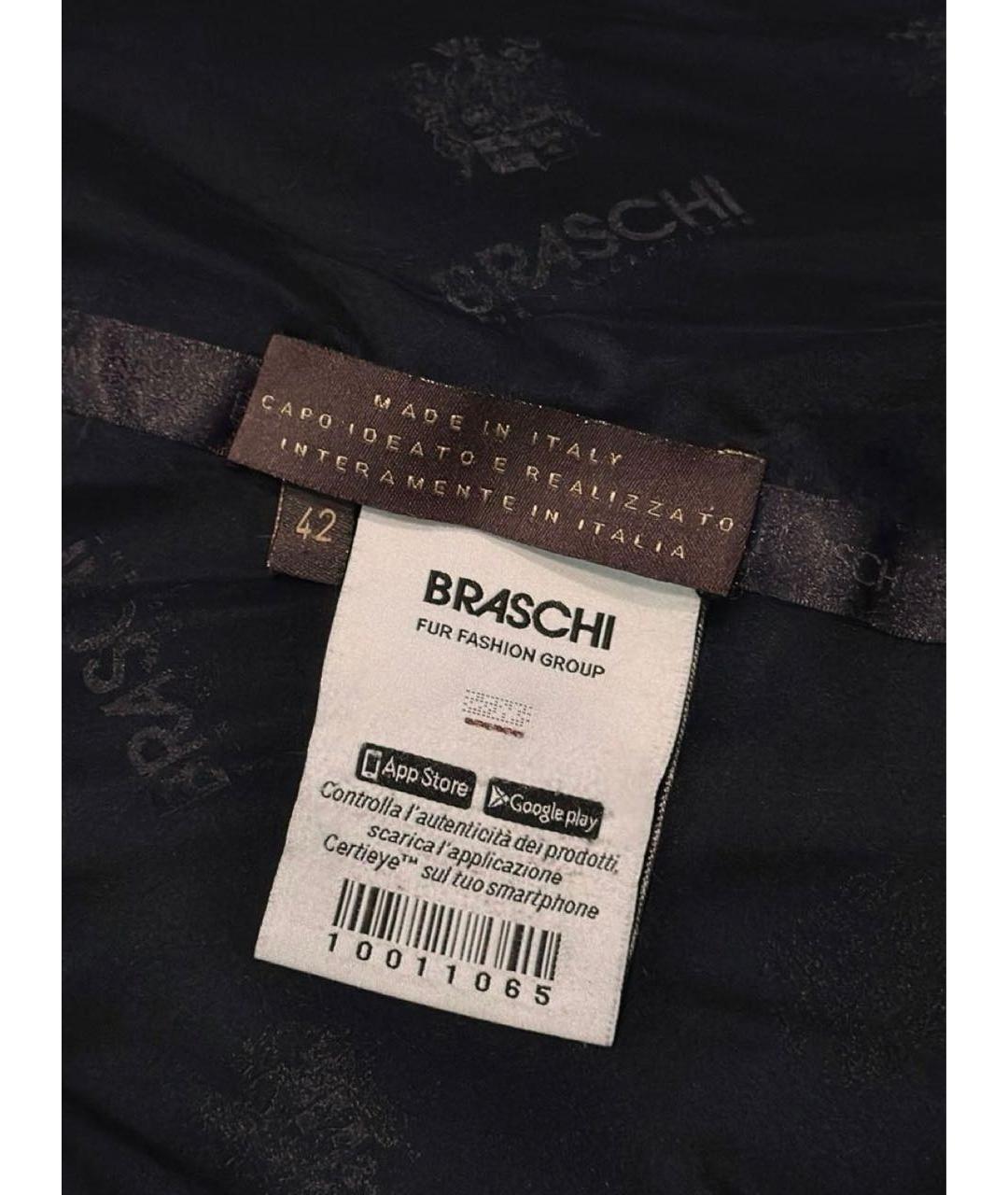 BRASCHI Темно-синяя меховая шуба, фото 2