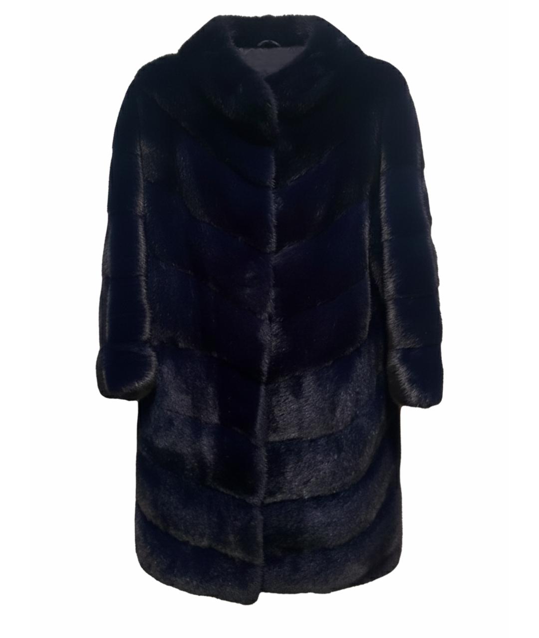 BRASCHI Темно-синяя меховая шуба, фото 1