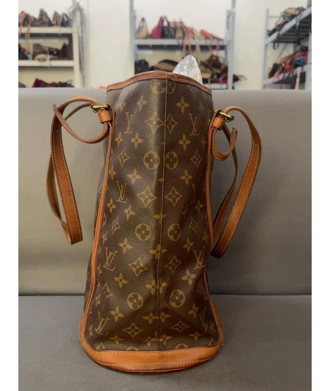 LOUIS VUITTON Коричневая тканевая сумка с короткими ручками, фото 2