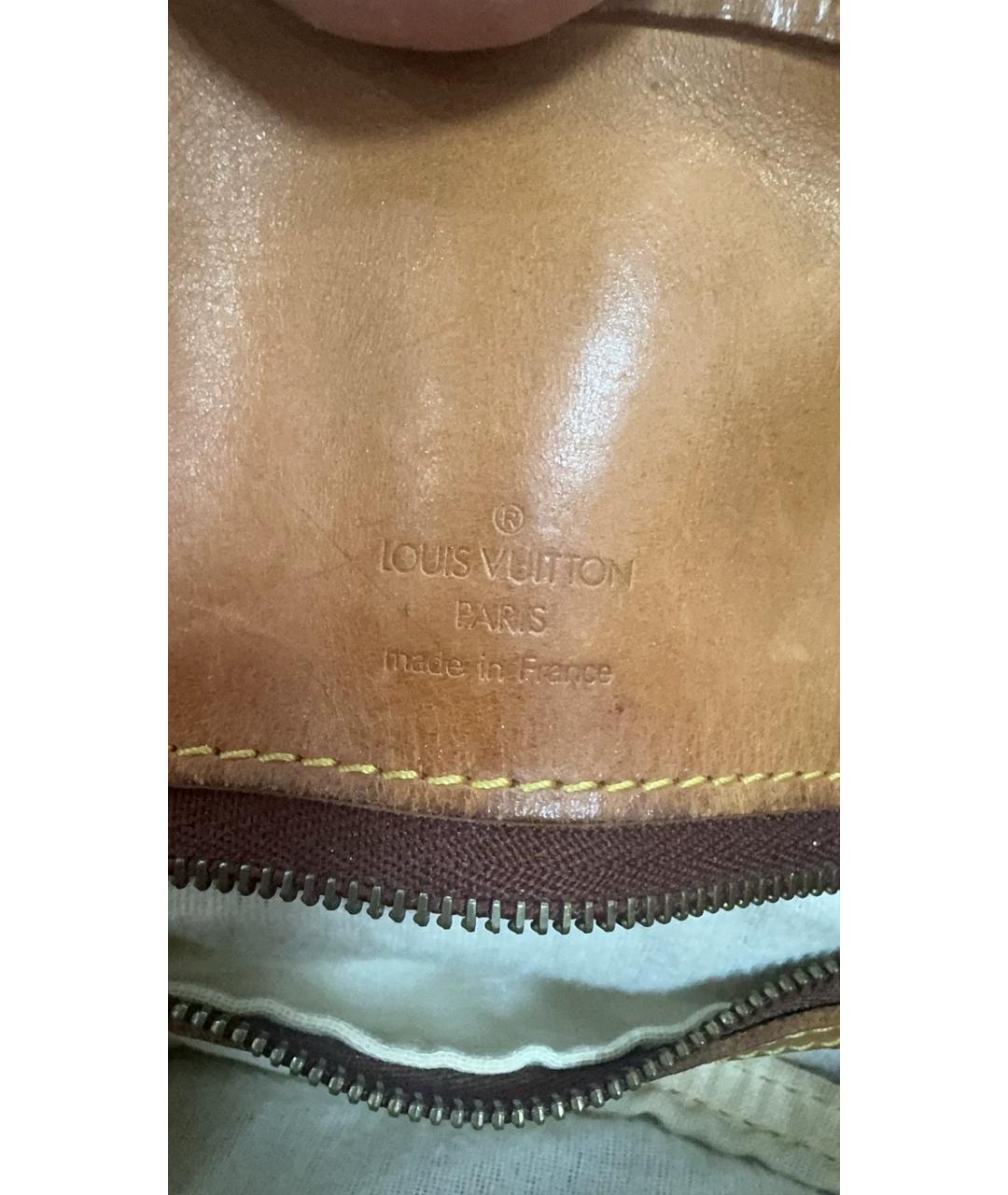 LOUIS VUITTON Коричневая тканевая сумка с короткими ручками, фото 4