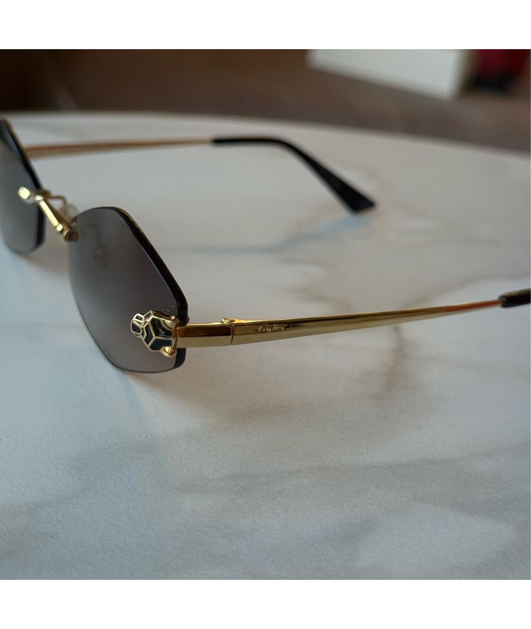 CARTIER Коричневые металлические солнцезащитные очки, фото 5